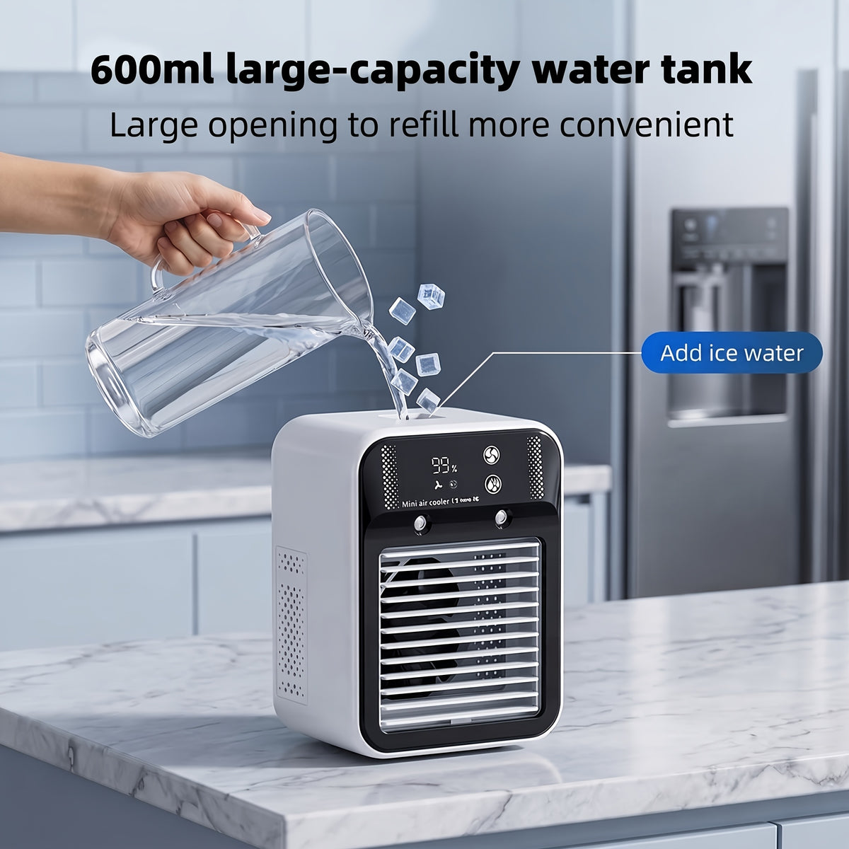Portable Spray Fan, USB Personal Electric Fan, 3-speed Adjustable Wind Speed, Indoor And Outdoor, With Humidification Function, Ambient LED Light, Compact Design Suitable For Office, Home, Camping