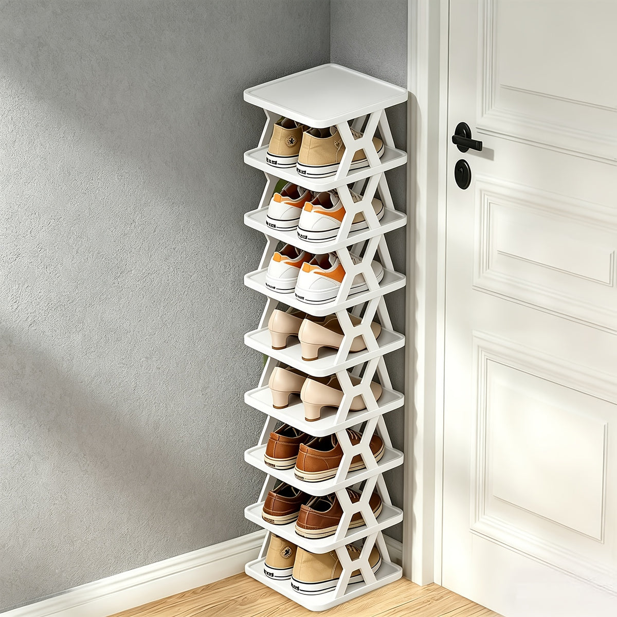 1pc Removable 4/6/9 Tier Shoe Rack, Space Saving Folding Shoe Rack for Home And Dormitory, Hallway, Living Room - Separate Narrow Shoe Rack for Indoor Doorway Storage. Holds Keys, Small Photo Frames, Etc.