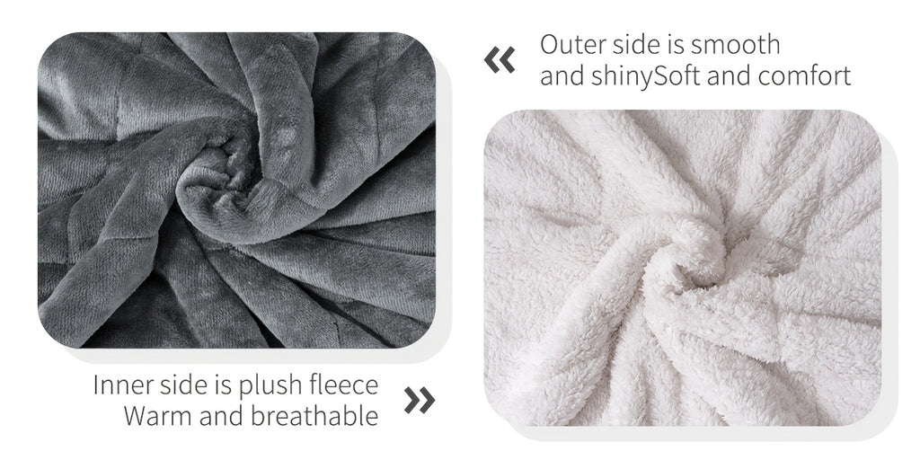Reversible Microfiber Flannel Blanket, Soft Thick Plush Cozy Layer for Sofa and Bed in 50 x 60 to 108 x 90 Inch Sizes with Grey Blue and Beige Options