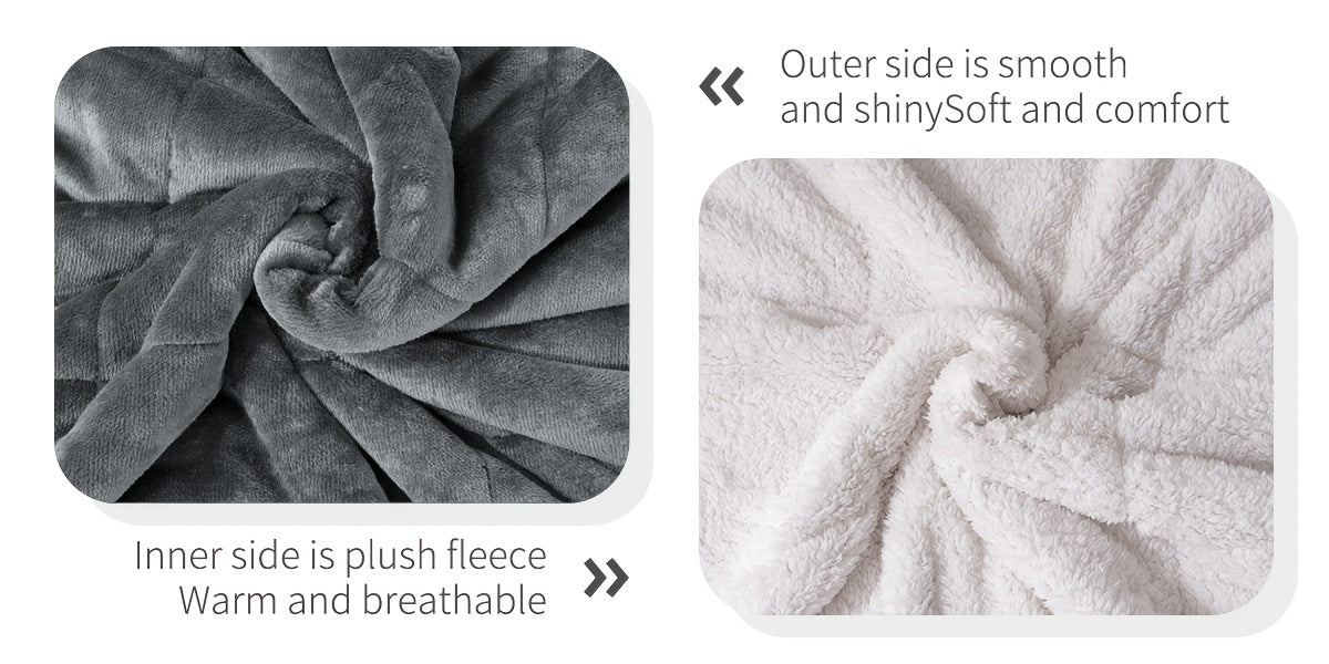 Reversible Microfiber Flannel Blanket, Soft Thick Plush Cozy Layer for Sofa and Bed in 50 x 60 to 108 x 90 Inch Sizes with Grey Blue and Beige Options