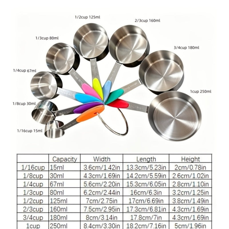 8pcs Measuring Cups/ 9pcs Measuring Spoons/ 17pcs Measuring Cups + Measuring Spoons Are Suitable For Both Dry And Liquid Ingredients - Very Suitable For Kitchen Tools, Kitchen Supplies, And Kitchen Accessories For Cooking And Baking.