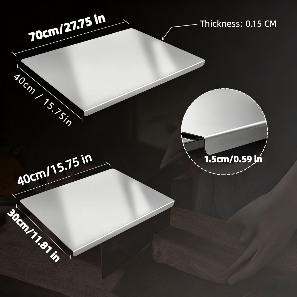 304 Stainless Steel Cutting Board Butcher Block Household Rolling Board Kitchen Supplies, Preparation, Meal Prep Tools, Modern Cutting Surface, Sleek Kitchen Tool, Rustresistant Material, for easy To Clean, Versatile Cutting Mat, Kitchen Work Surfac