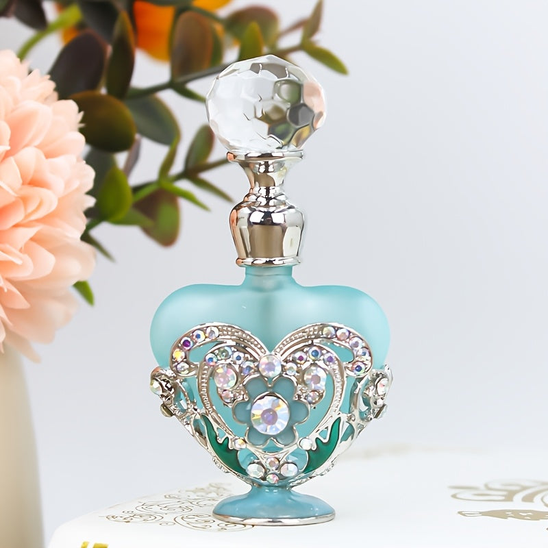 Enamel Peach Heart Bottle 0.34oz Vintage Orchid, Refillable Containers, Portable Decorative Essential Oil Bottle, Holiday Travel Perfume And Essential Oil Personal Care Dispenser Bottle, Have For The Sophisticated Girl (No Perfume, Empty Bottle Only)