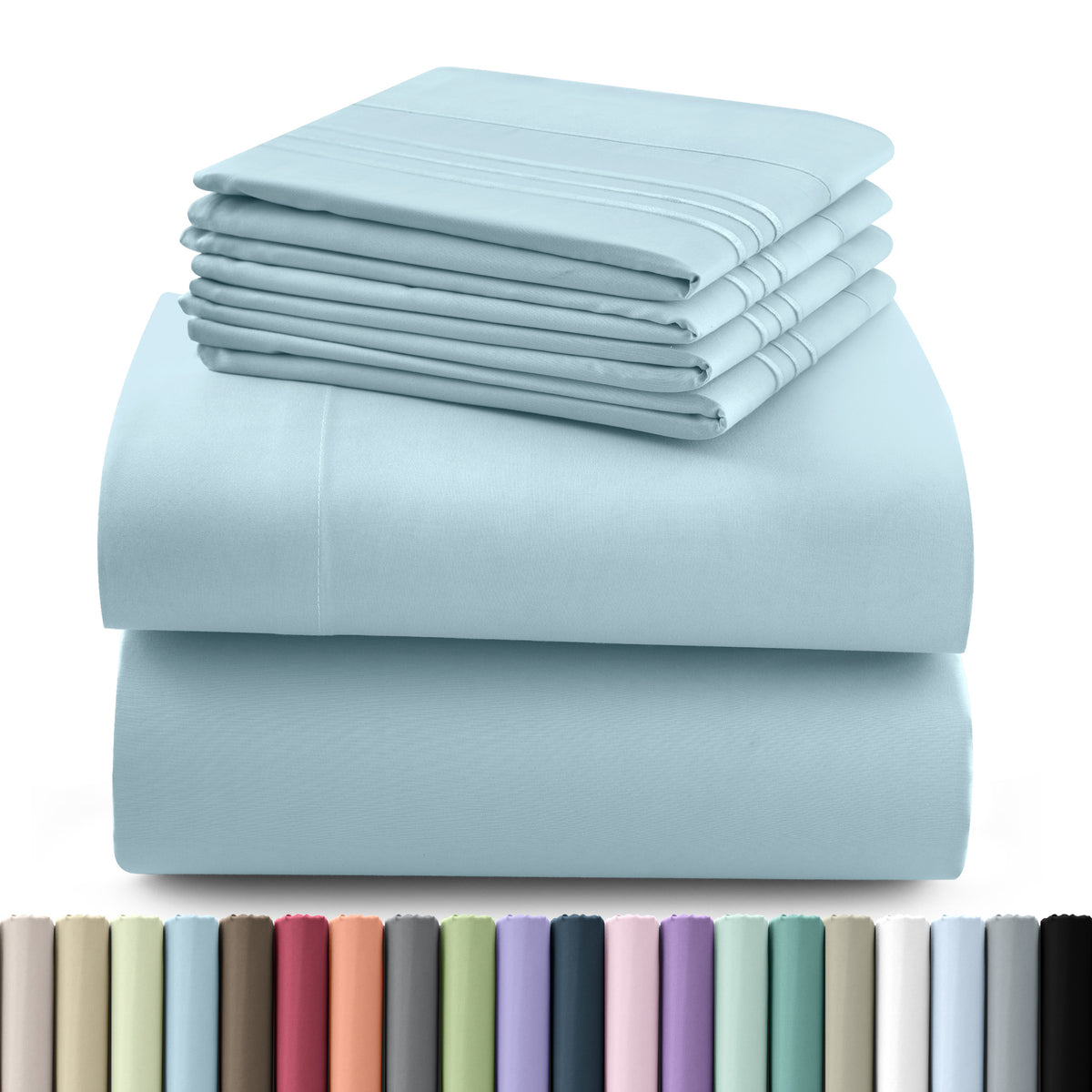 Hannah Bedding Sheet Set - 6 PC Brushed 100% polyester Bed Sheets 16 Inches Deep Pockets - Embroidered & Plain Pillowcases - Hotel Luxury Sheets Bed Set - Soft Bedding Sheets