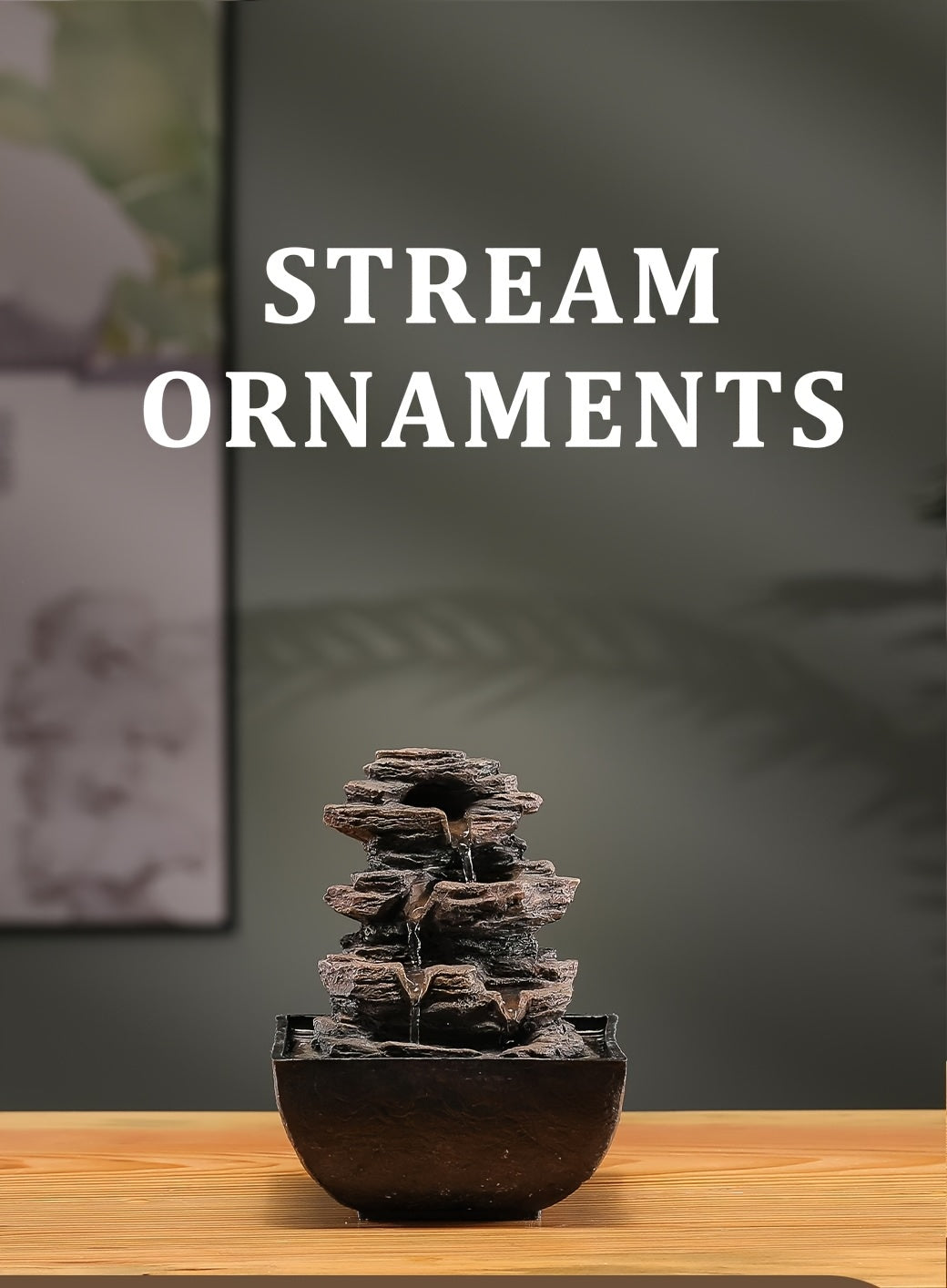 1pc Desktop Fountain, Meditation Waterfall, LED Illuminated Desktop Fountain, Vividly Simulating Rocks, Suitable For Home, Office, Bedroom Decoration, Living Room Decoration, Hotel Club Decoration, USB Powered Desktop Fountain