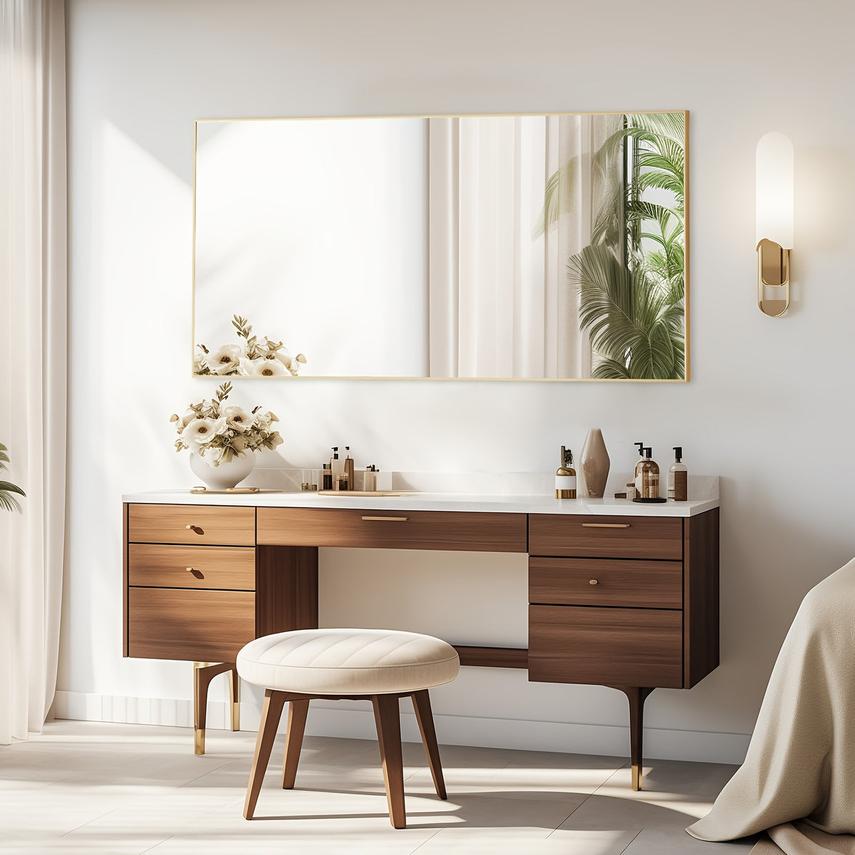 Mirror Full Length, Floor Mirror with Stand, Aluminum Alloy Frame Full Body Mirror, Standing Hanging or Leaning Against Wall for Bedroom and Living Room