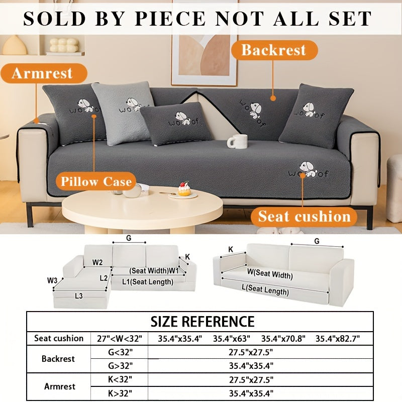 1pc Sherpa Couch Protector, Enhanced Sofa Cover, Suitable for Pets, a Favorite Among Pets, Thick Plush Sofa Shield, Non-Slip Plush Sofa Cover, Furniture Protection Cover, Home Decor for Bedroom, Office, And Living Room