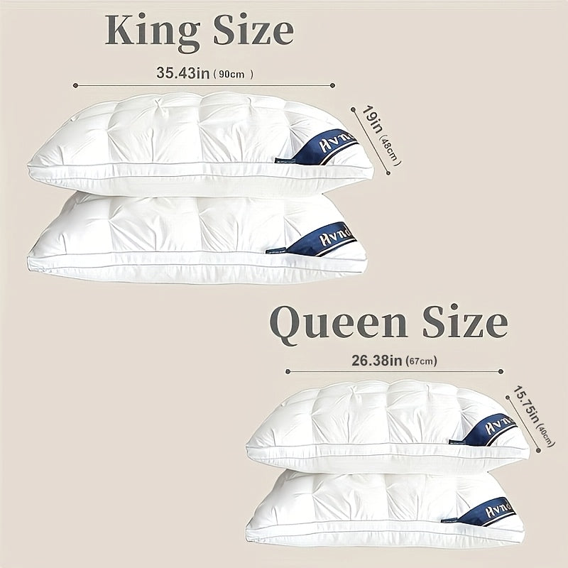 2 Luxury Hotel-quality Pillows, Queen/King Size, with High-resilience Plush Pillow Cores and Hypoallergenic Polyester Fabric. Soft and Comfortable, They Promote Deep Sleep and Are Suitable for Both Side and Back Sleepers. Cool and Breathable