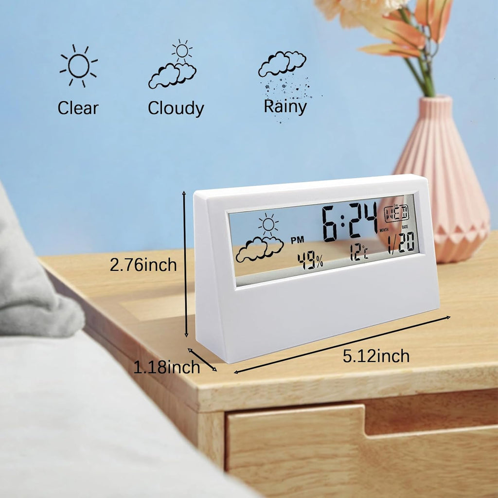 Transparent Desk Clock, Digital Alarm Clock, Reloj Despertador Digital, Transparent Modern Design, Temperature, Humidity, Snooze, Aesthetic Home Decor, Office Decor, Battery Operated Desk Clock for Office, Living Room, Bedroom, Shelf Etc