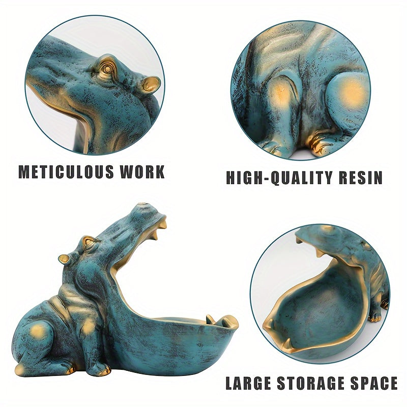 Hippo Statue Home Resin Hippopotamus Figurine Fun Candy Dish, Key Bowl, Big Mouth Sculpture Table Art Decoration Sundries Container Storage Boxes, Halloween And Christmas Decorations
