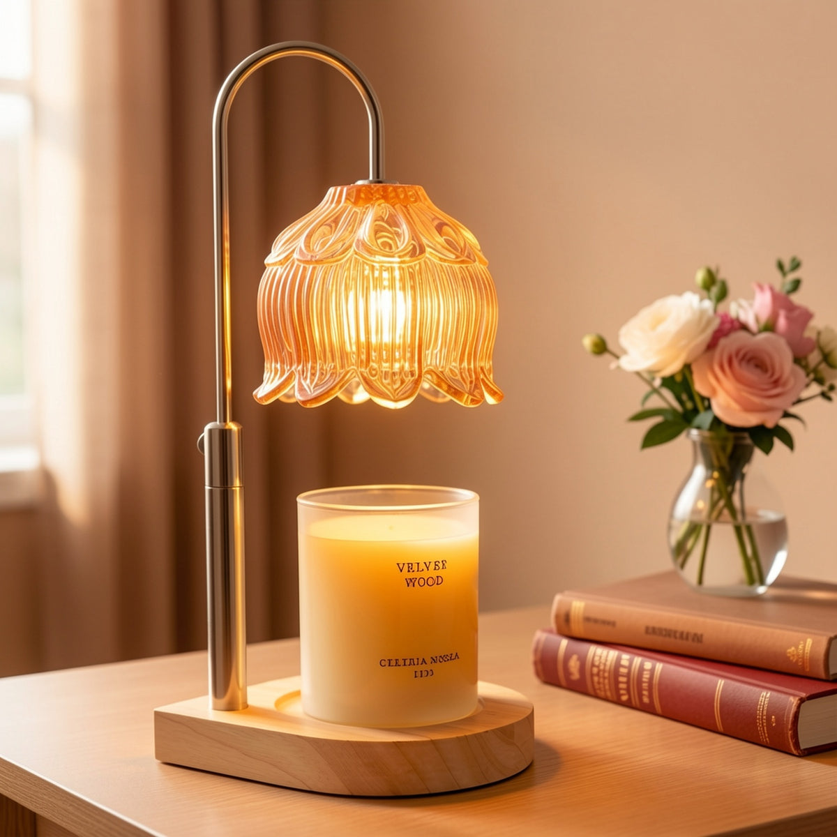 Vintage Iron Candle Warmer Lamp, Height Adjustable Dimmable Tabletop Wax Warming Light with Timer and 120V Plug Power for Home Decor, Bulb Not Included