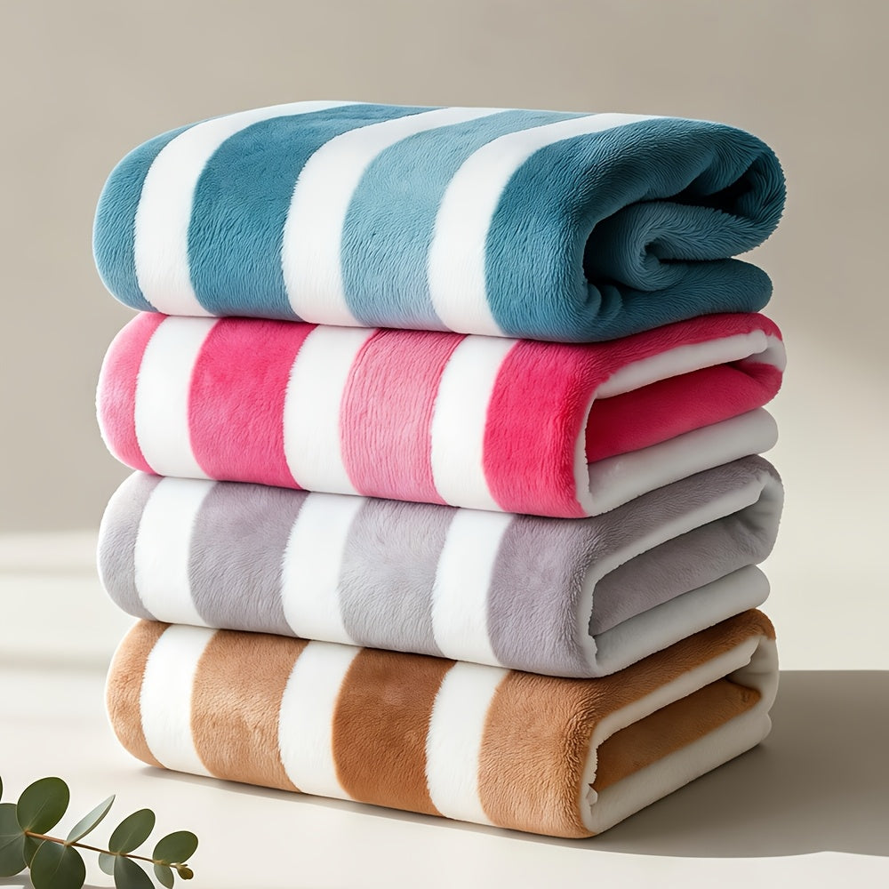 1/4 Or 5pcs Bath Towel Set with Bath Loofah, Highly Absorbent And Quick-Drying | Ultra-Soft Microfiber Beach Towels for Adults, Two-Color Striped Interval Bath Towels Perfect for The Beach, Spa, Gym & Home Bathroom Essentials - 27 X 55 Inches