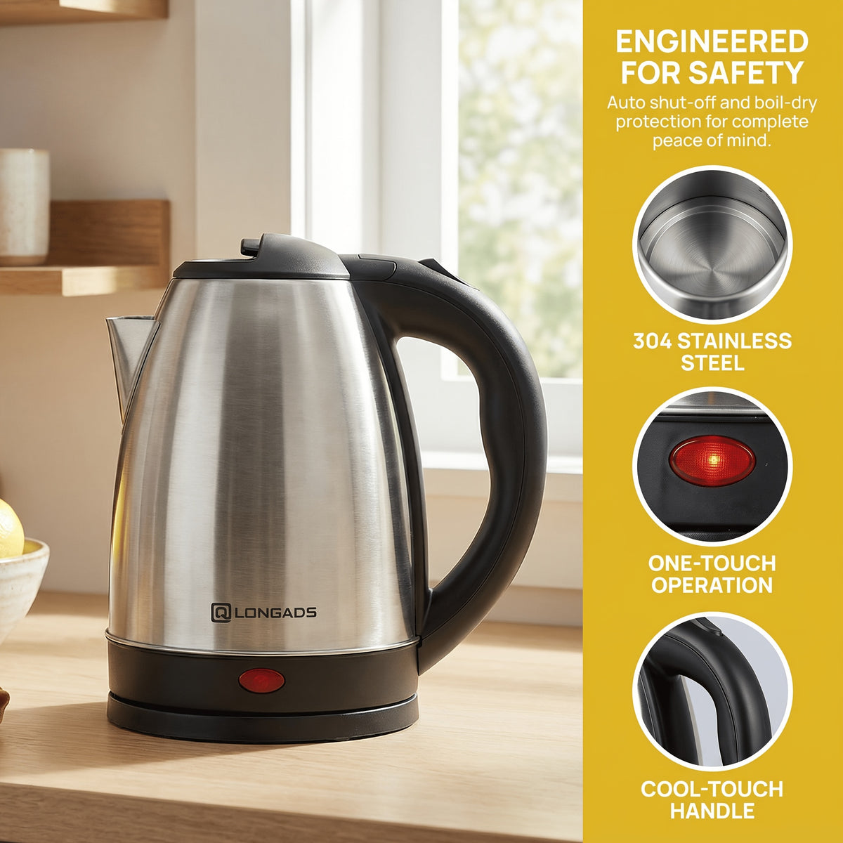 67.63oz Large Capacity Stainless Steel Water Kettle for Family and Gatherings, No Refills Needed. Seamless Design, Safe, Odor-Free, Ideal for Kitchen Use
