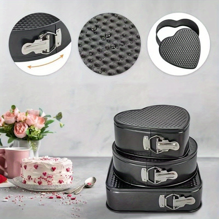 6pcs Cake Pan Set, Carbon Steel Baking Mold with Removable Bottom, Non-Stick, Induction Stovetop Compatible, Round Shape, for Chiffon/Mousse/Cheesecakes, Birthday Kitchen Tools