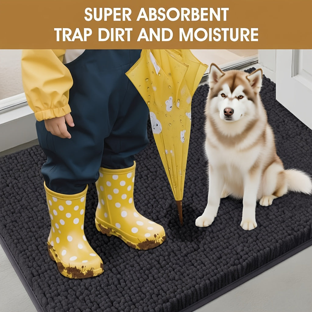 Super Absorbent Microfiber Dog Door Mat for Muddy Paws, Non-Slip Washable Pet Rug, Quick Dry Chenille Entryway Carpet, Indoor Outdoor Carpet, Outside Rug, Outside Rugs, Machine Washable Indoor Outdoor Mat