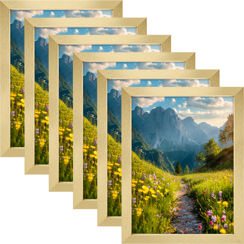 6 Packs 6x8/8x10/9x12/11x14/16x20 Picture Frames Set, Engineered Wood Gallery Wall Frame Set with Plexiglass - Wall Mounting or Tabletop Display