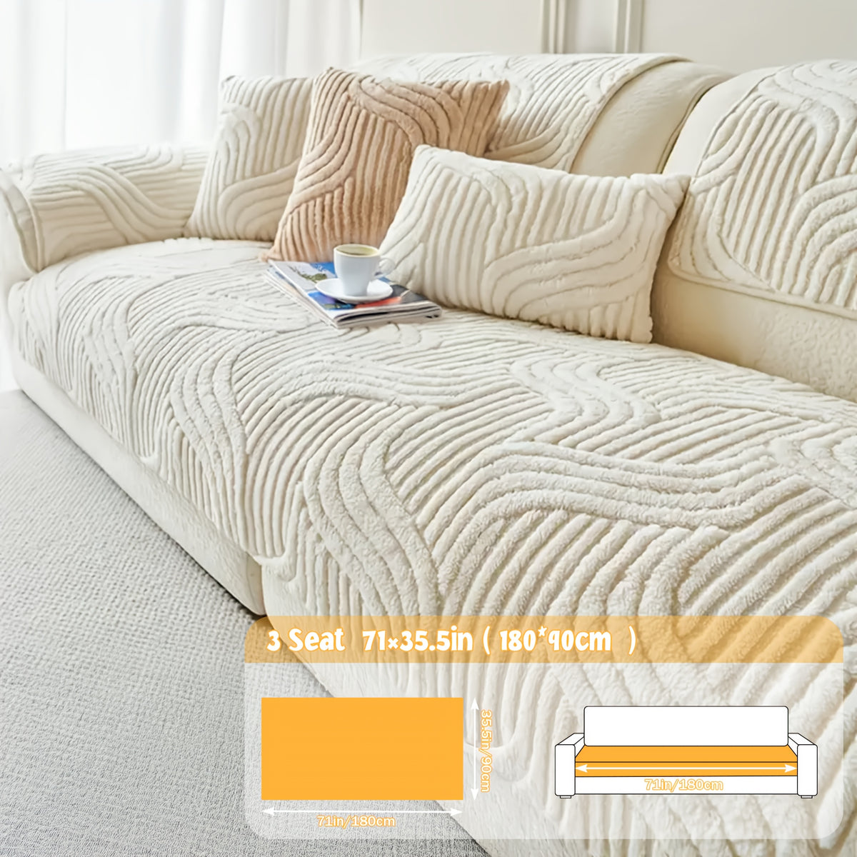 1pc of Thick, Quilted Sofa Cushion That Is Stylish, Durable, Warm, And Non-Slip. This Plush Sofa Cover Is Breathable And Comfortable, Making It Perfect for Families with Pets. It Is Suitable for Use in The Bedroom, Office, Living Room