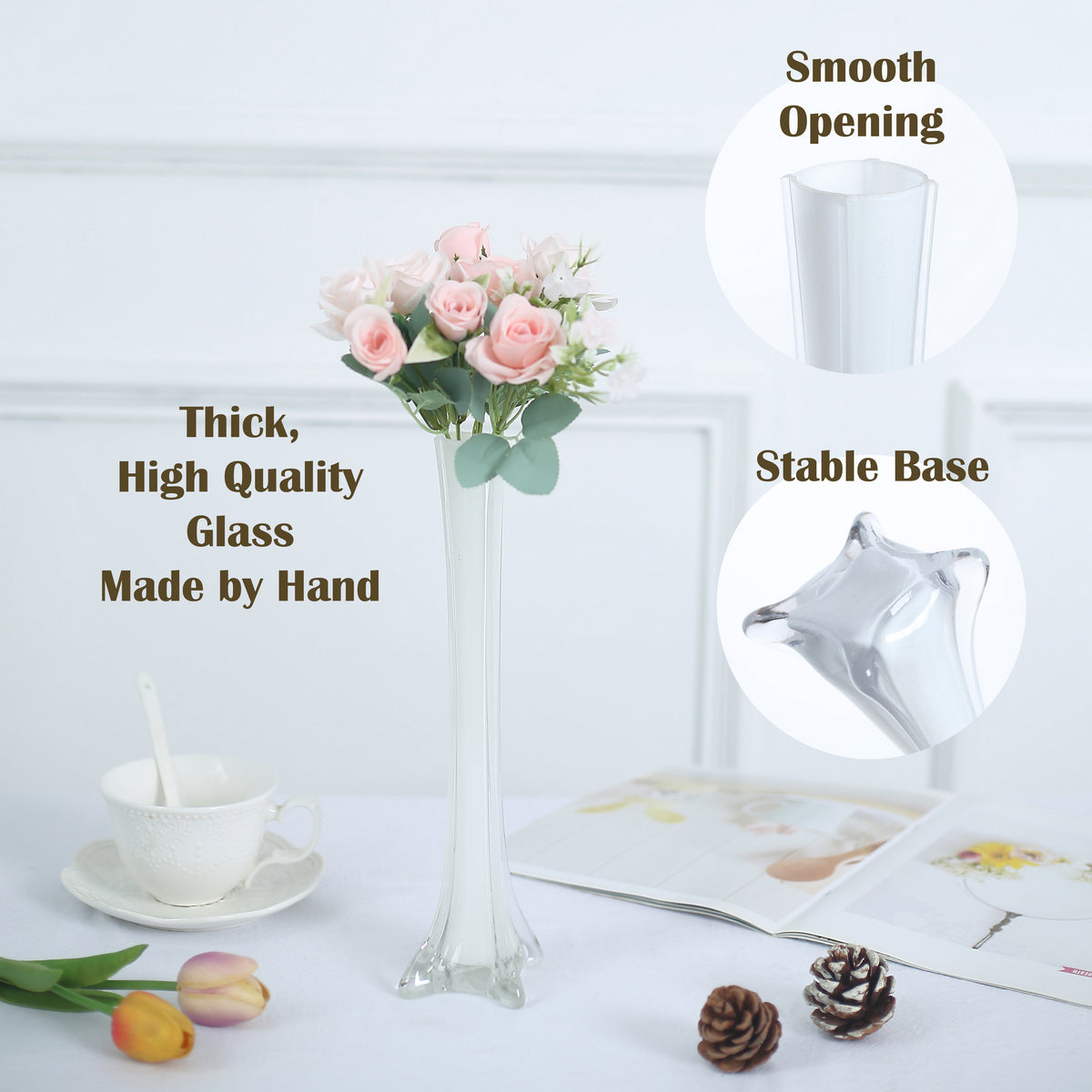 Eiffel Tower Vase, Pack of 12, Flower Vases Centerpiece for Flower, Wedding, Decoration.