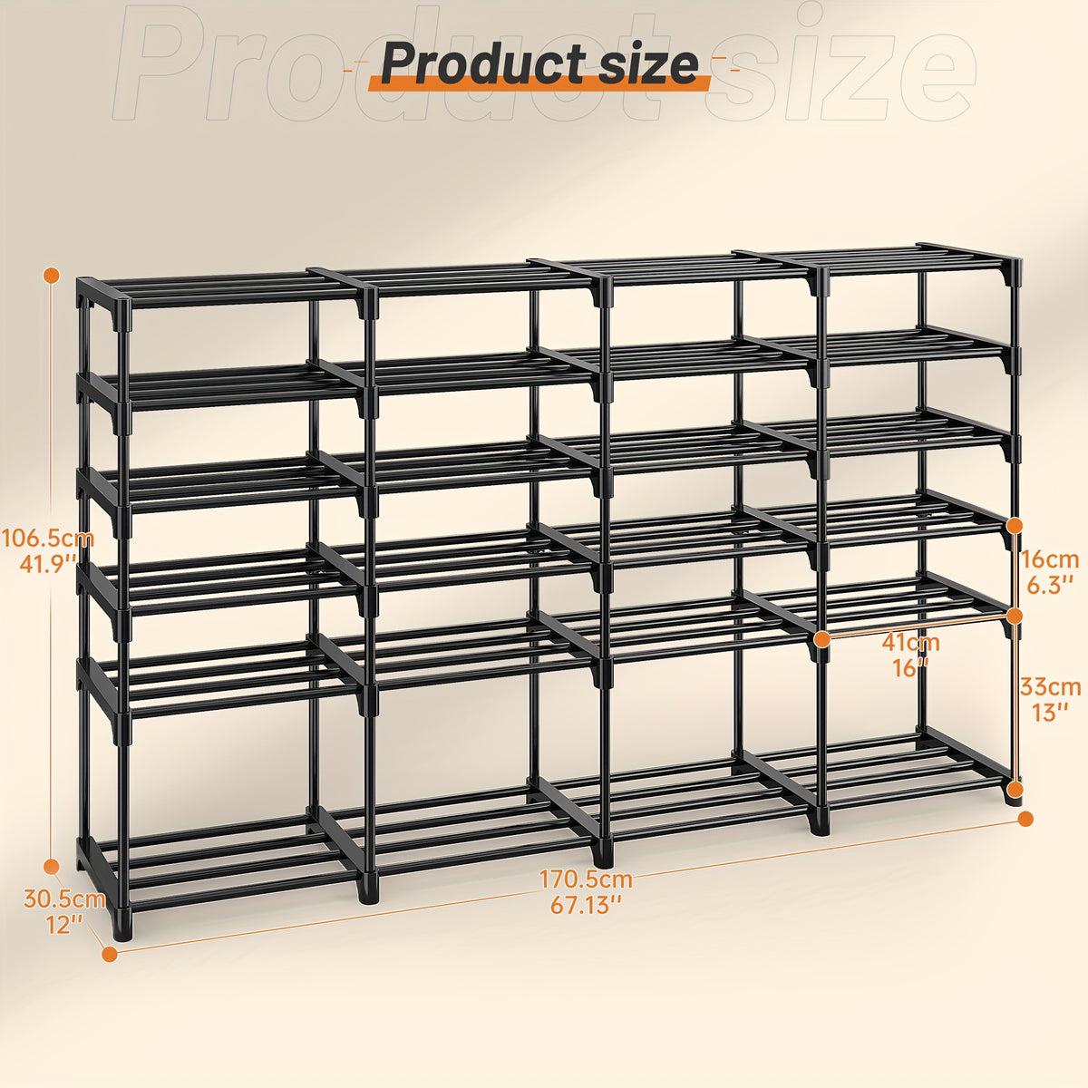 Large Capacity Metal Shoe Rack, Black Shoe Rack Organizer, Boots Storage Rack, 4 Rows 6 Tier & 4 Rows 9 Tier Shoes Rack | Heavy Duty Storage Shelf |Holds 45-72 Pairs Of Shoes|Stable And Durable, Easy to Assemble for Living Room, Bedroom, Dormitory