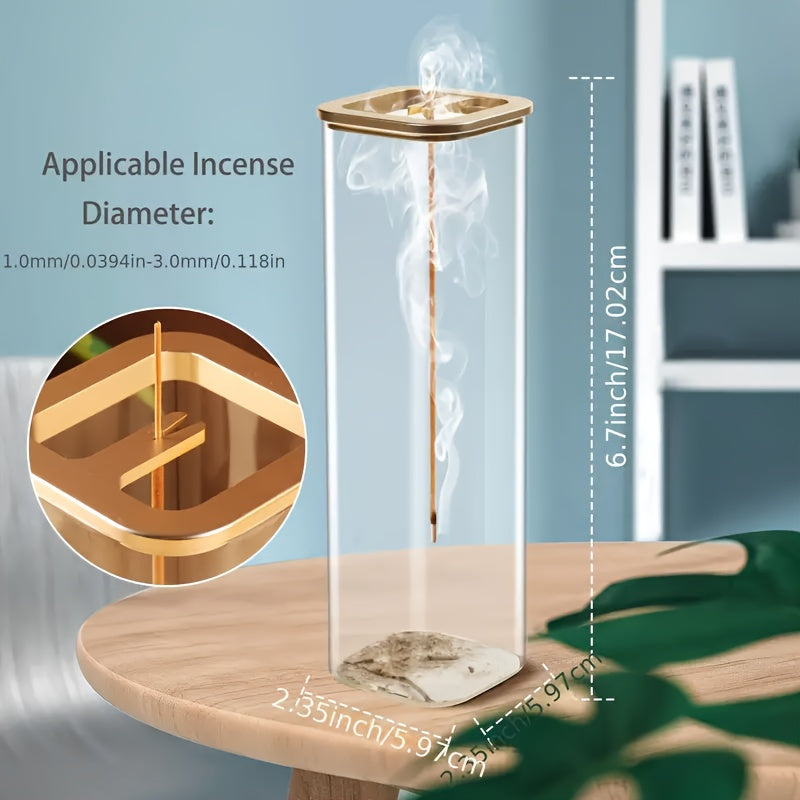 1pc Simplicity Glass Incense Holder, Exquisite Incense with Sturdy Metal Base - Elegant Home Decor Accent for Meditation, Yoga, Spa Rooms - Compatible with 0.39-0.118 Inch Incense Sticks - Enhances Ambiance And Relaxation, Christmas Gifts