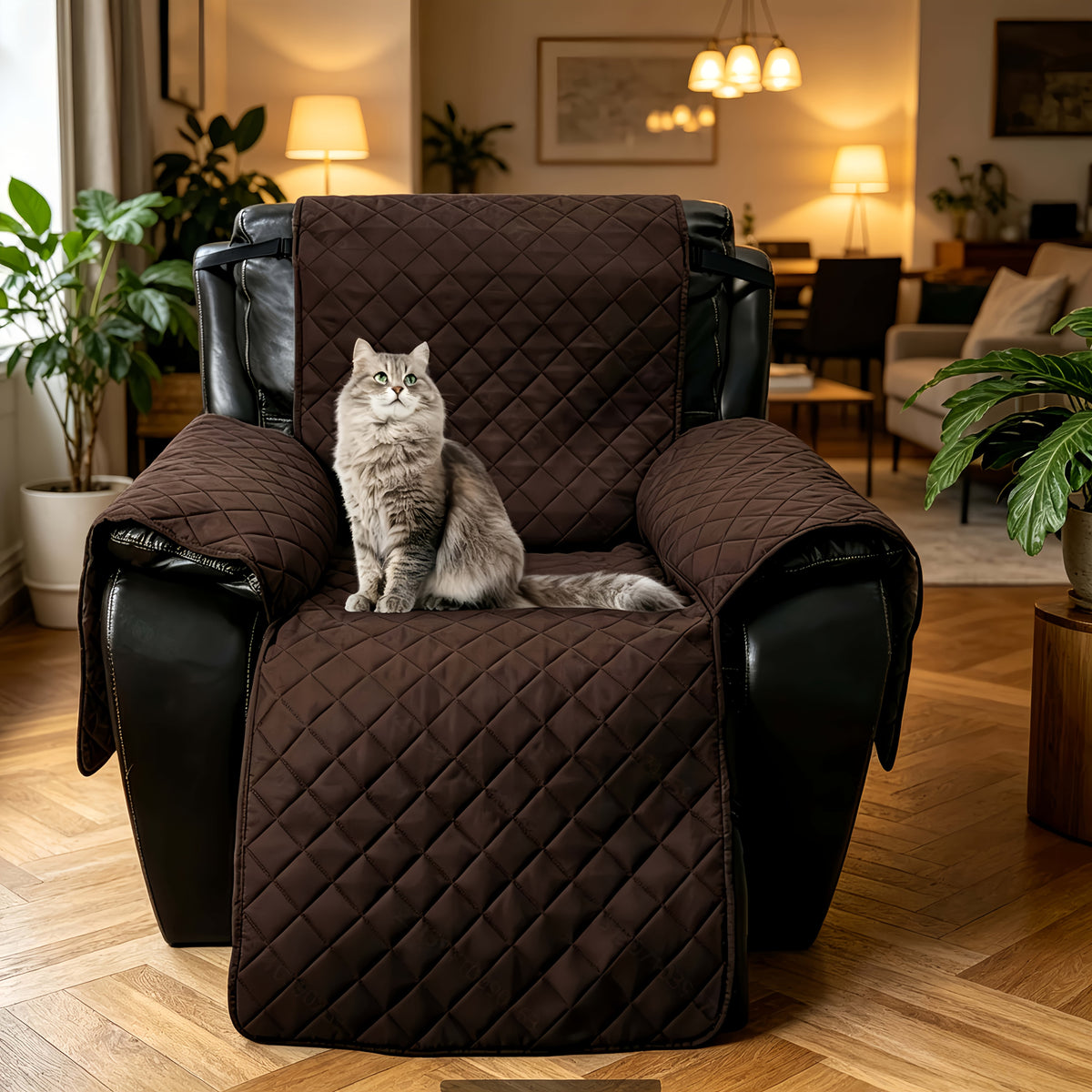 1pc 100% Non-Slip Recliner Chair Cover Sofa Slipcover, Pet Cover for Large Recliner with Elastic Straps, Washable Chair Seat Cover Recliner Chair Furniture Protector, Perfect for Indoor And Outdoor, Halloween, Christmas, Home Decoration