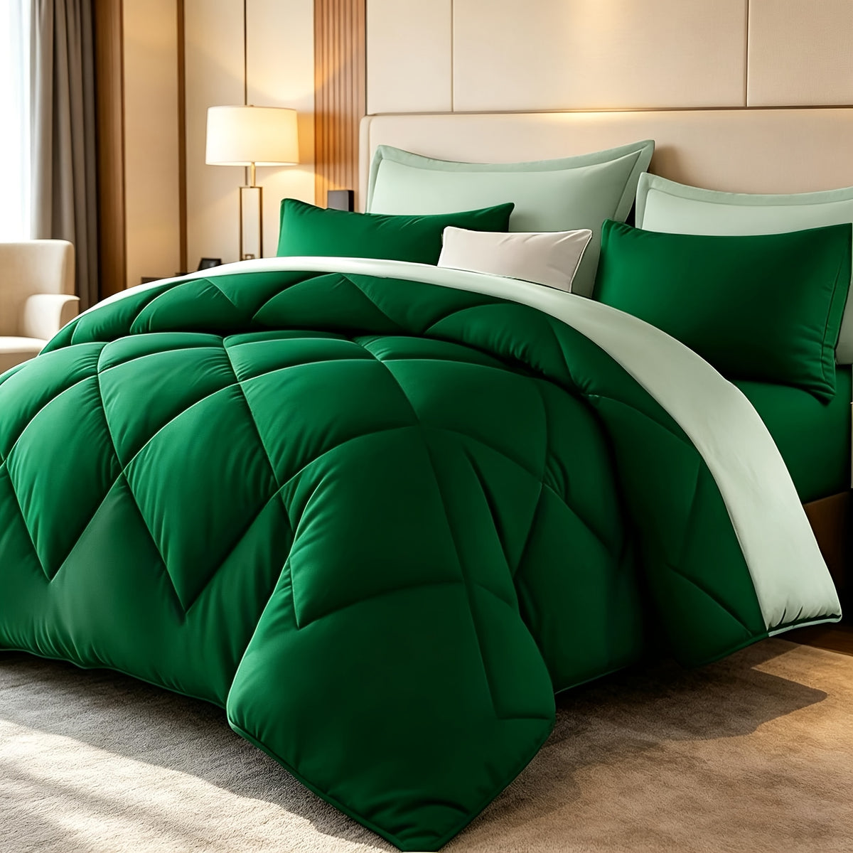 2/3pcs Solid Color Diamond Pattern Large And Extra-Large Bed Set Soft Comfortable And Lightweight Fabric Breathable Quilt Easy to Care Equipped with Quilts And Pillowcases Luxurious Quality And Ideal Gift, Random Color