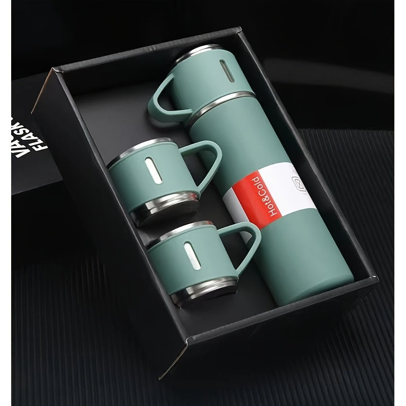 1 hot water bottle, metal vacuum cup, portable coffee cup and hot water bottle combination, suitable for RV and outdoor exploration, gift thermos, cup