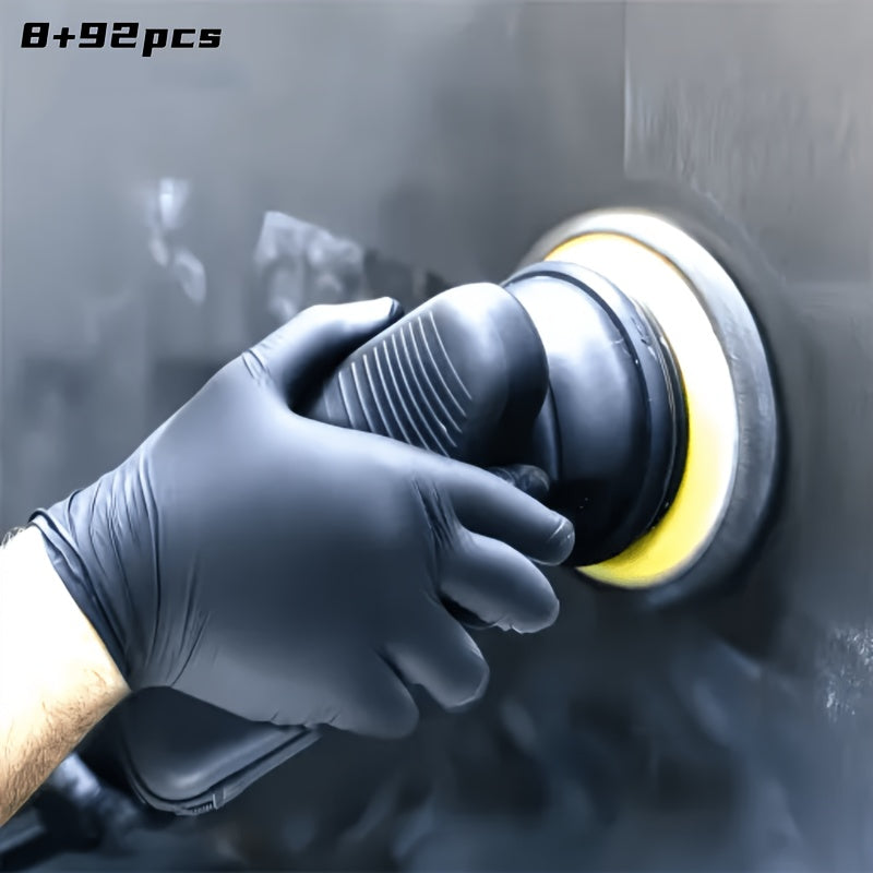 Disposable Black Nitrile Gloves - Durable, Tear Resistant, Powder Free, Free, Frosted Fingertips Enhance Grip Strength - Suitable for Kitchen, Cleaning, Pet Care, Car Repair, Gloves
