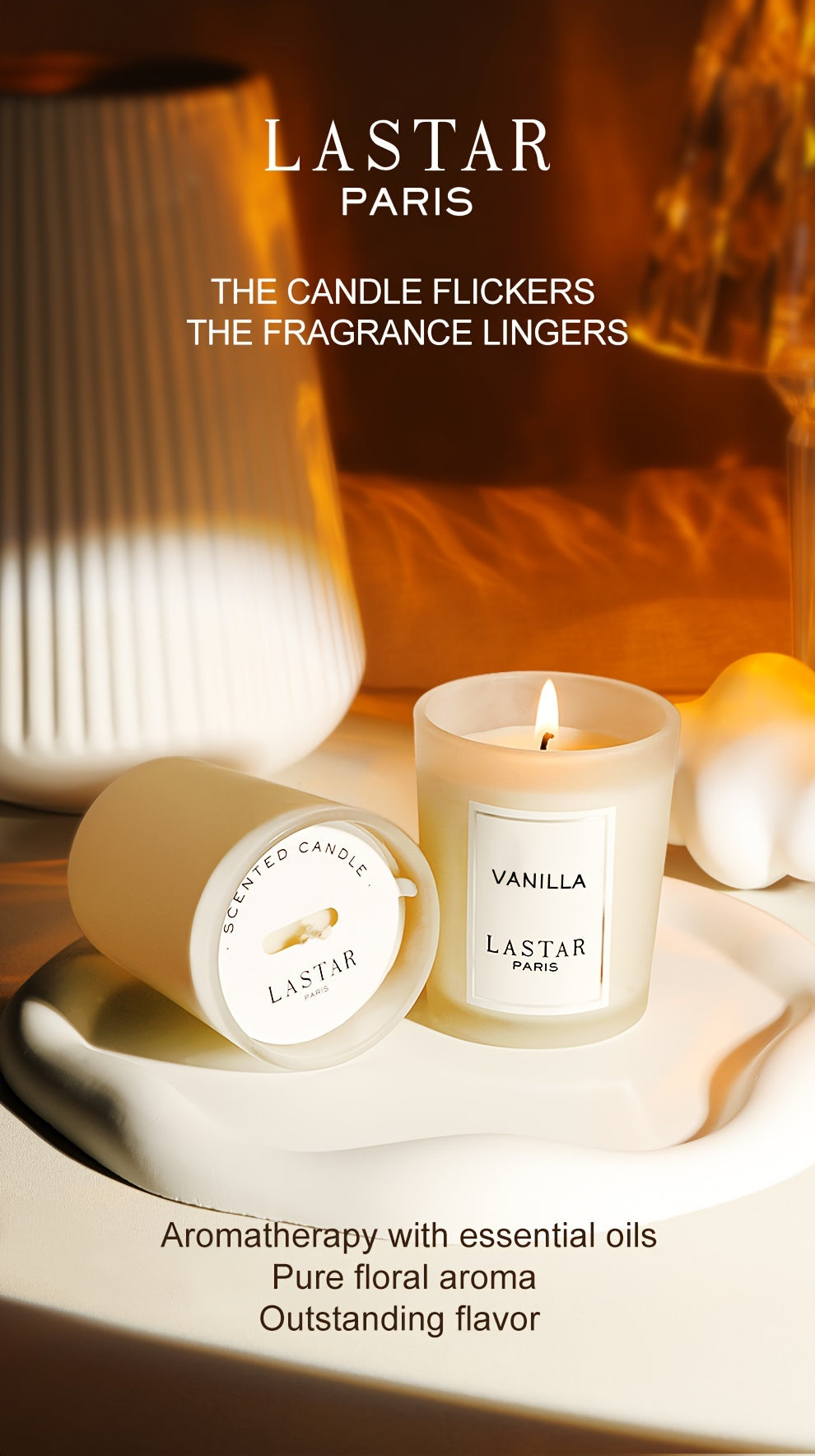 1pc Vanilla Scented Soy Wax Candle In Frosted Glass Jar - Single Wick, Smokeless, Ideal for Bedroom & Living Room Ambiance, Seasonal Celebrations, Valentine's Day Gift, Living Room Decor | Sophisticated Packaging | Smokeless Candle