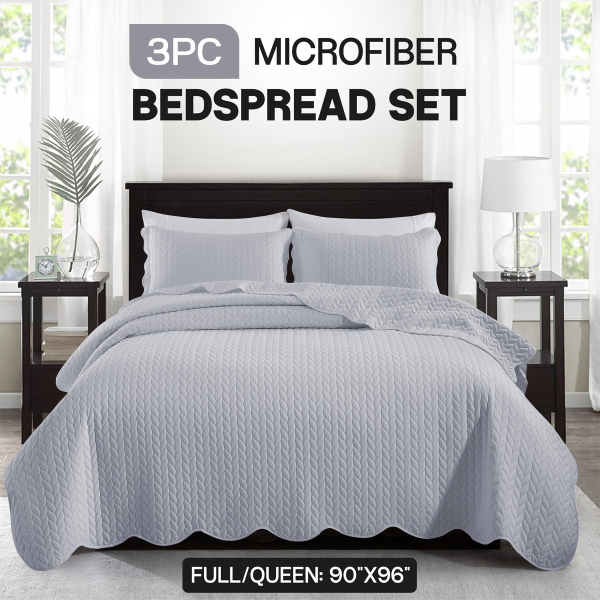 3pcs Bedspread Set Bedspreads with free Pillow Shams - Leaf Pattern Soft & Breathable Bedspread Lightweight Microfiber Bedspread - Modern Style Floral Pattern Coverlet For All Seasons - Christmas Gifts For Family And Friends (1 Bedspread, 1 Or 2 Pillow Sh