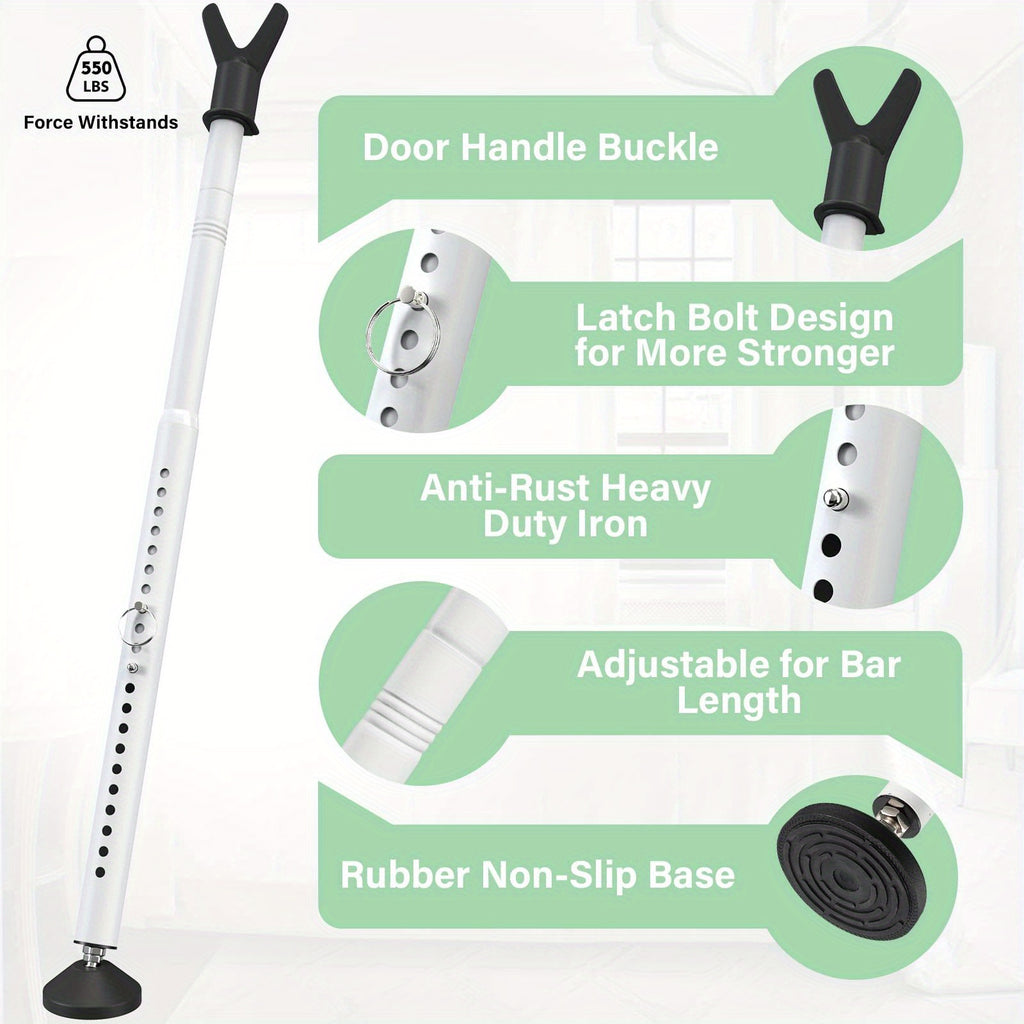 YeYeBest Door Security Bar 20-52 Inch Adjustable Door Stoppers 1/2 Pack Heavy Duty Stoppers/Jammer Bedroom Door Barricade Security Bars for Windows, Stop, Front Door, Apartment, Home, Travel, Hotel Room