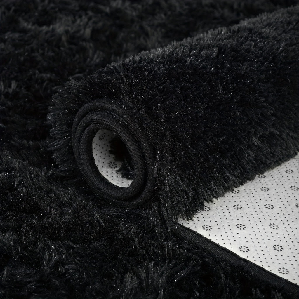 Shaggy Plush Area Rug, Soft Fluffy Rectangular Machine Washable Carpet with Non-Slip Design in Solid and Tie-Dye Colors for Living Room and Bedroom Decor