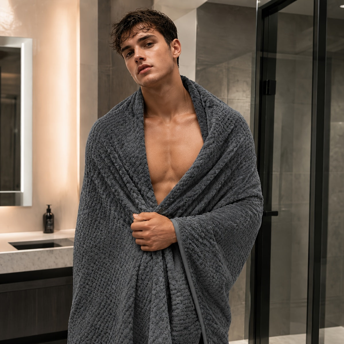 16pcs Coral Velvet Towel Bath Towel Set, 1 Oversized Bath Towel, 2 Bath Towels, 2 Hand Towels, 11 Square Towels, Suitable for Hotels, Home, Travel, Spa