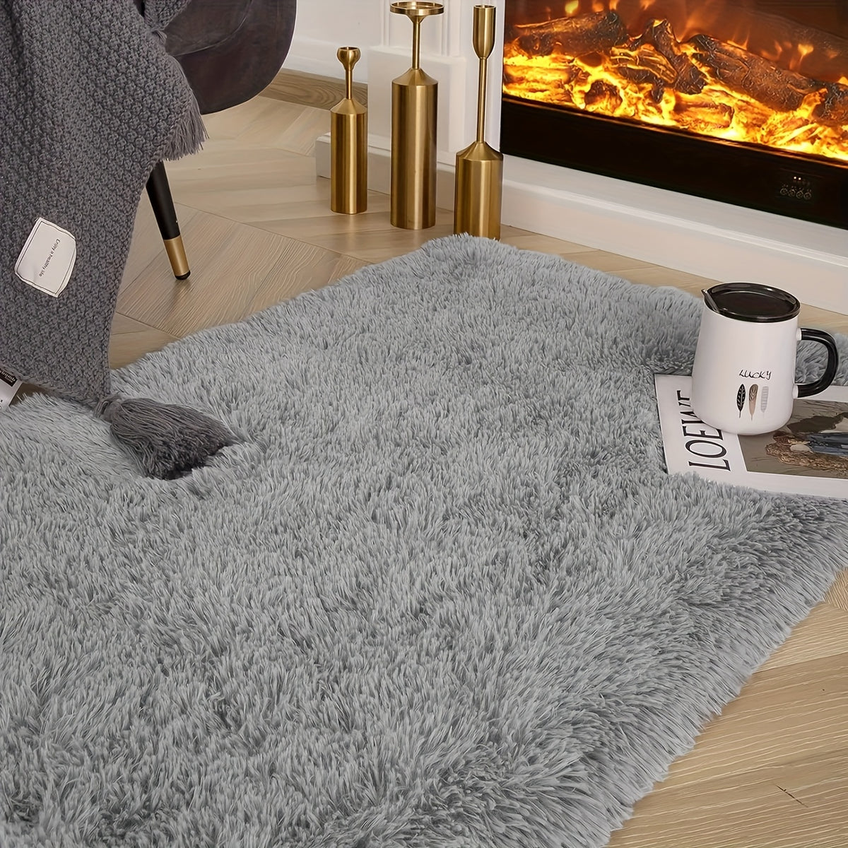 1pc Of Ultra Soft And Thick Fluffy Living Room Carpet, Non Slip, Soft, Comfortable, Fashionable, High-end, Available In Various Sizes And Colors. The Carpet Can Be Used for Bedroom, Dining Room, Living Room, And Office Decoration, Home Decoration
