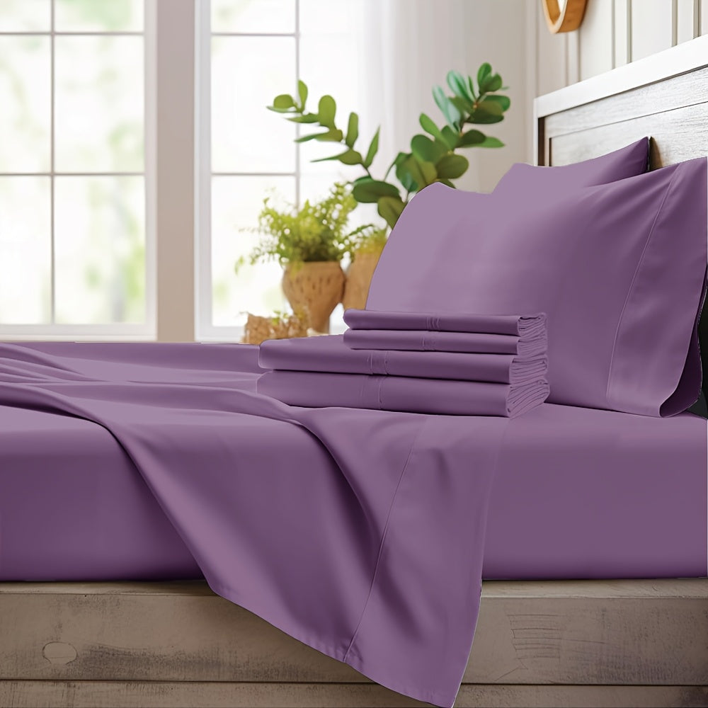 4pcs Bamboo Cooling Bedding - Cooling Bamboo Fiber Fitted Sheet Set, Extra Deep Bamboo Sheet Set- Suitable For Hot Sleepers, Kids, Children Pillowcases, Flat Sheet And Fitted Sheet - A Perfect Gift For Family, Queen And King Sizes, Next Day Delivery