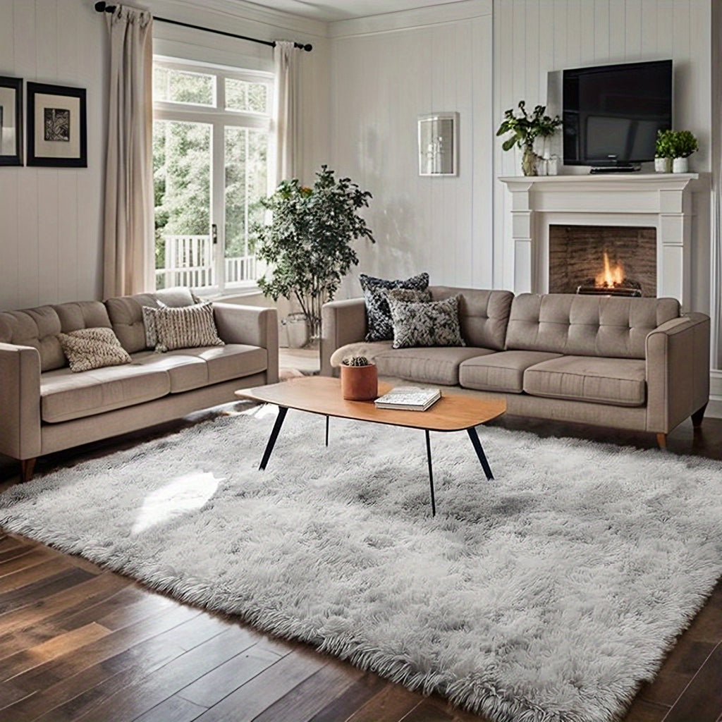 6x9 Fluffy Area Rug, Super Soft Machine Washable Plush Floor Carpet with Non-Slip Design in Gray, Pink and Tie-Dye Options for Living Room and Bedroom Decor