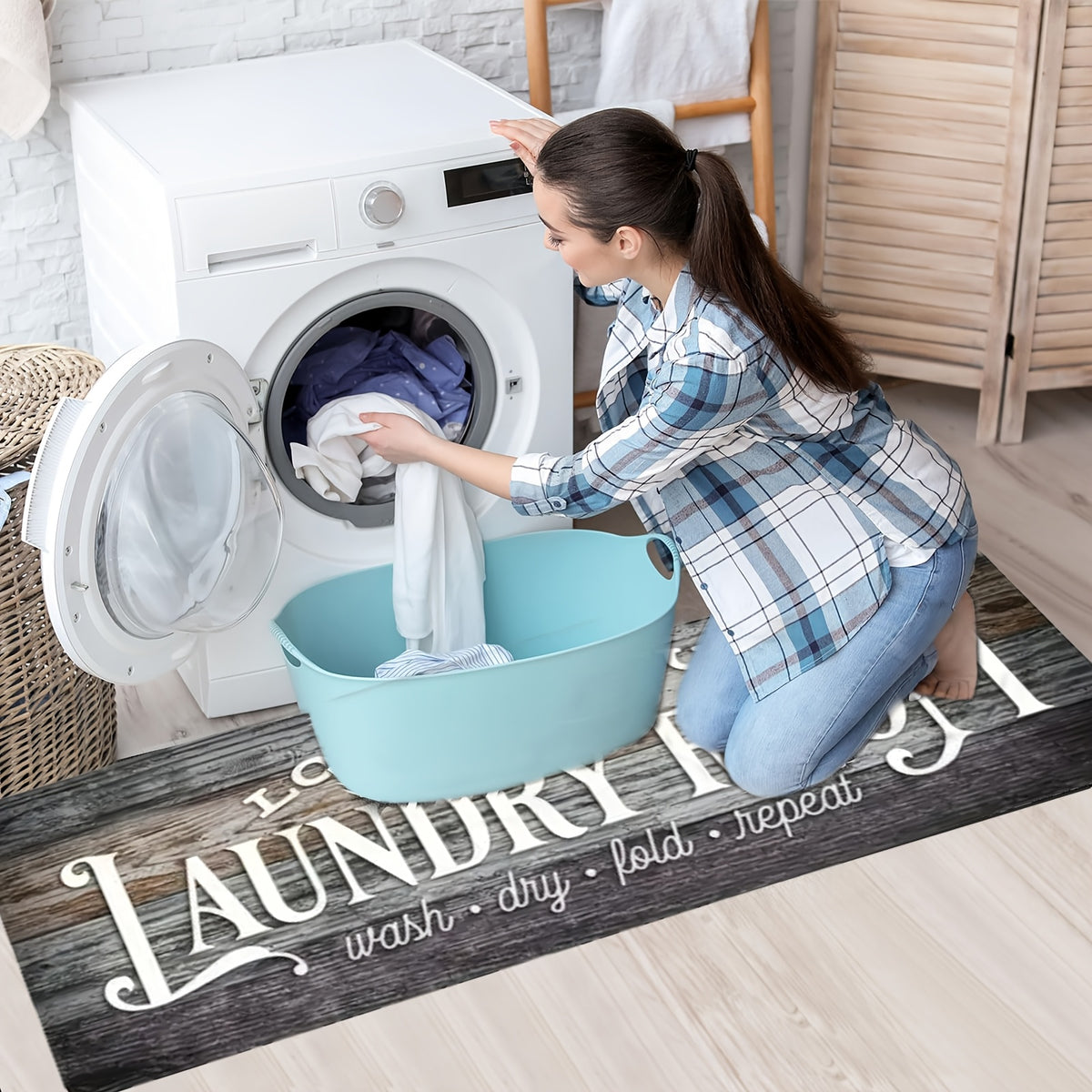 Non-slip Laundry Room Runner Rug, Washable Farmhouse Retro Mat, Home Decor Floor Mat, Laundry Rug for Kitchen, Bathroom Rug, Home Decor, Laundry Room Accessories, Valentine's Day Gift