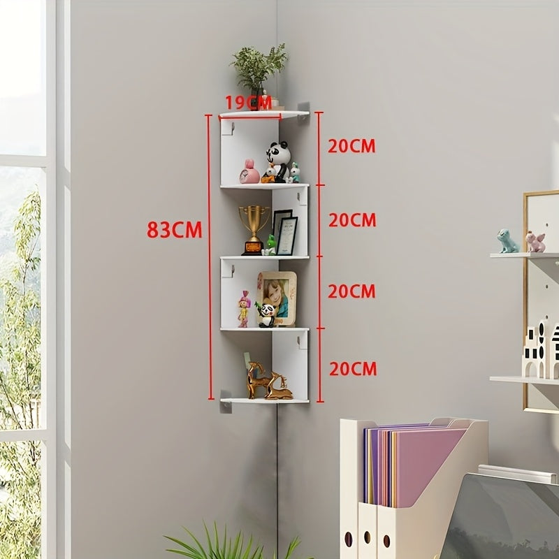 5-tier/3-tier Practical Shelf, Wall-mounted Corner Shelf, Easy to Install, Multi-layer Wall-mounted Storage Rack, Floating Shelf for Living Room, Bedroom, Kitchen, Bathroom, Office - Creative Decorative Storage Rack, Perfect Gift, 1/2pcs White/black