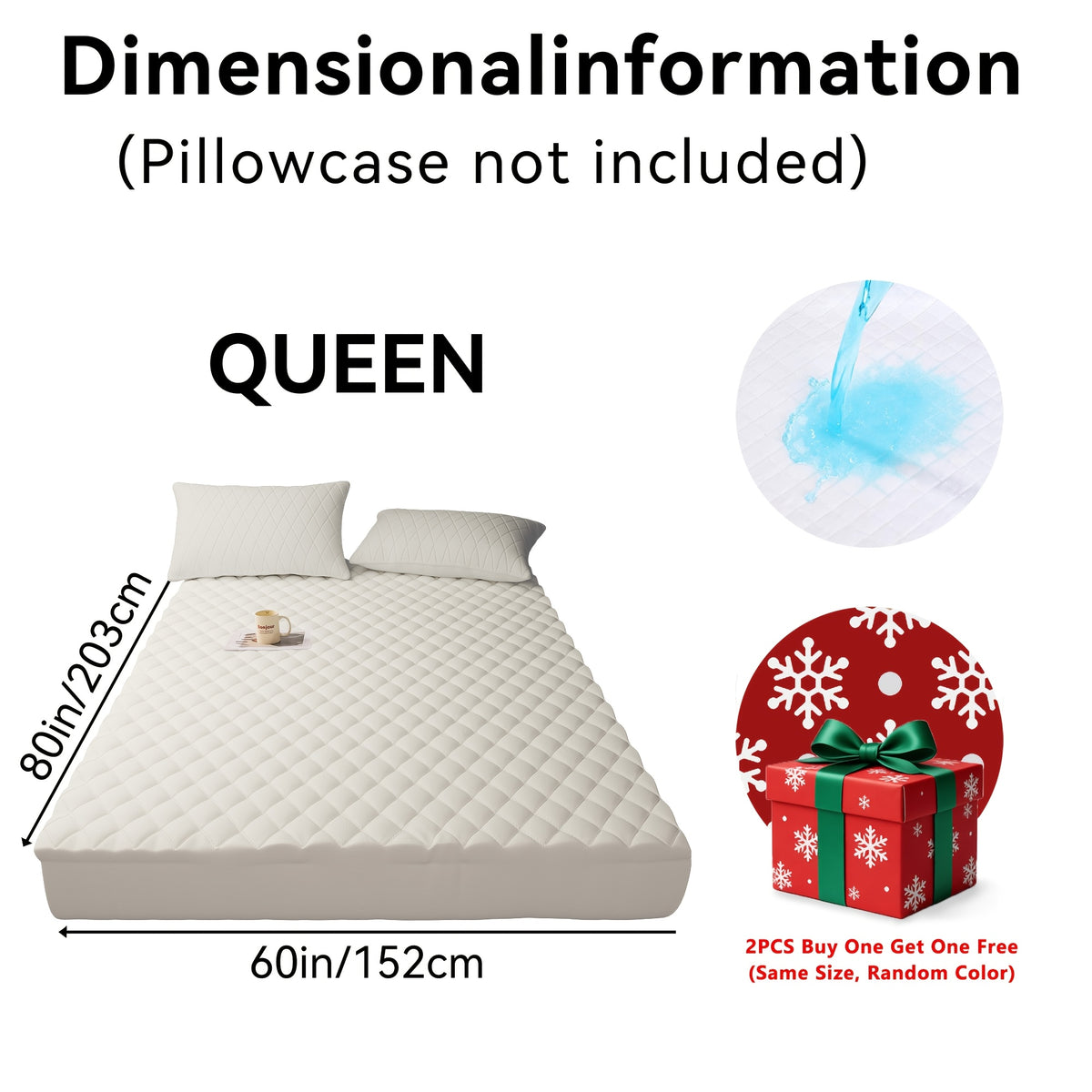 Buy One, Get One Free, 2pcs (Any One Color + Another Random Color) Non-Slip Mattress Protector, Luxury Bed Cover With Deep Pocket, Bed Bug Mattress Protector, Queen And King Sizes, Suitable For Hotel, Dorm Essentials, Father'S Day Gift For Family An