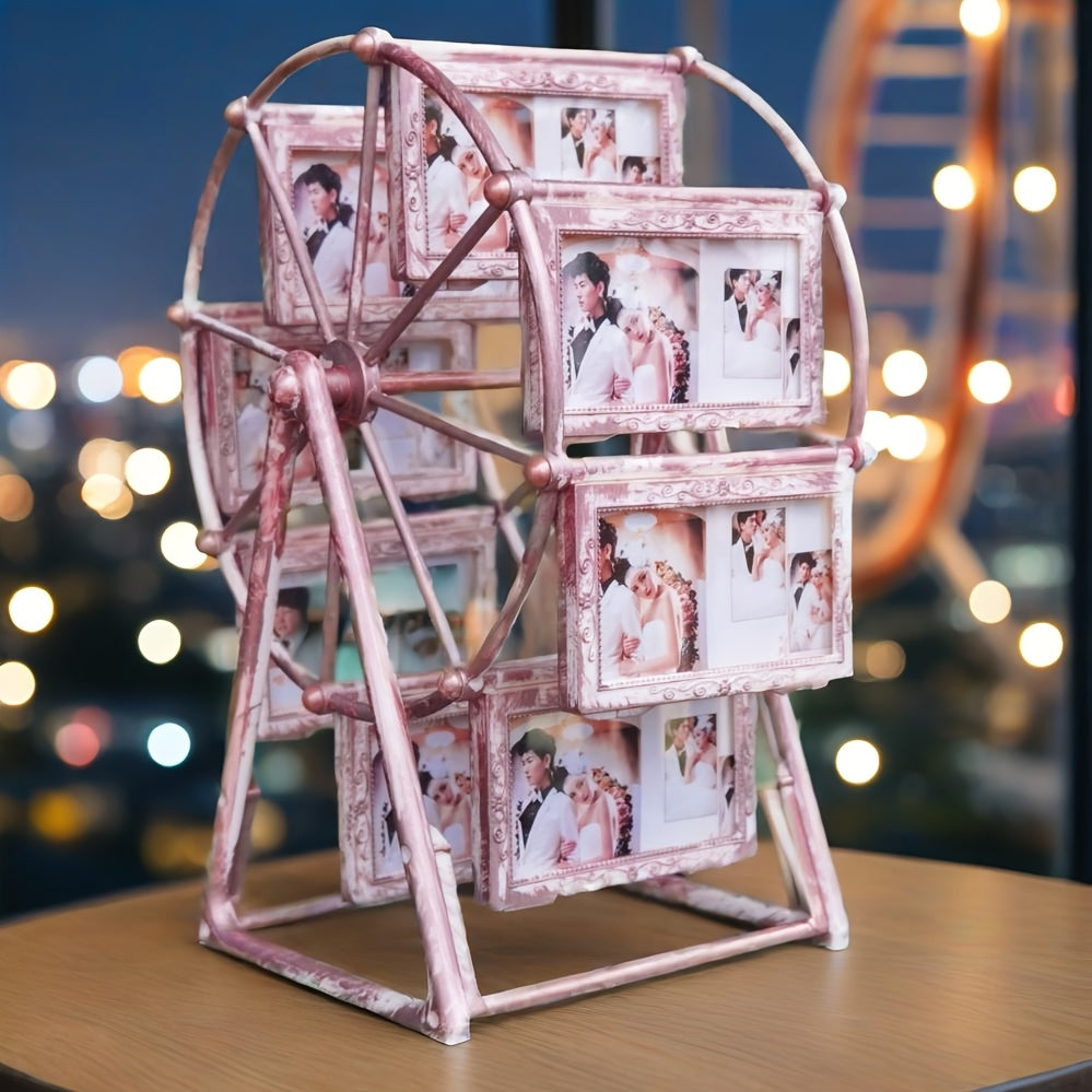 Vintage Rotating Ferris Wheel Photo Frame - 8 4-inch Photo Frames - Exquisite Living Room, Bedroom, Desk Furnishings - Perfect for Valentine'S Day, Birthday, Christmas Gifts (Frame Material ABS Plastic)