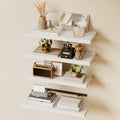 15.8 Inch Floating Shelves, 4 or 8 Piece Rustic Wood Wall Storage Sets with Hidden Bracket Design for Bathroom, Bedroom, Kitchen and Living Room