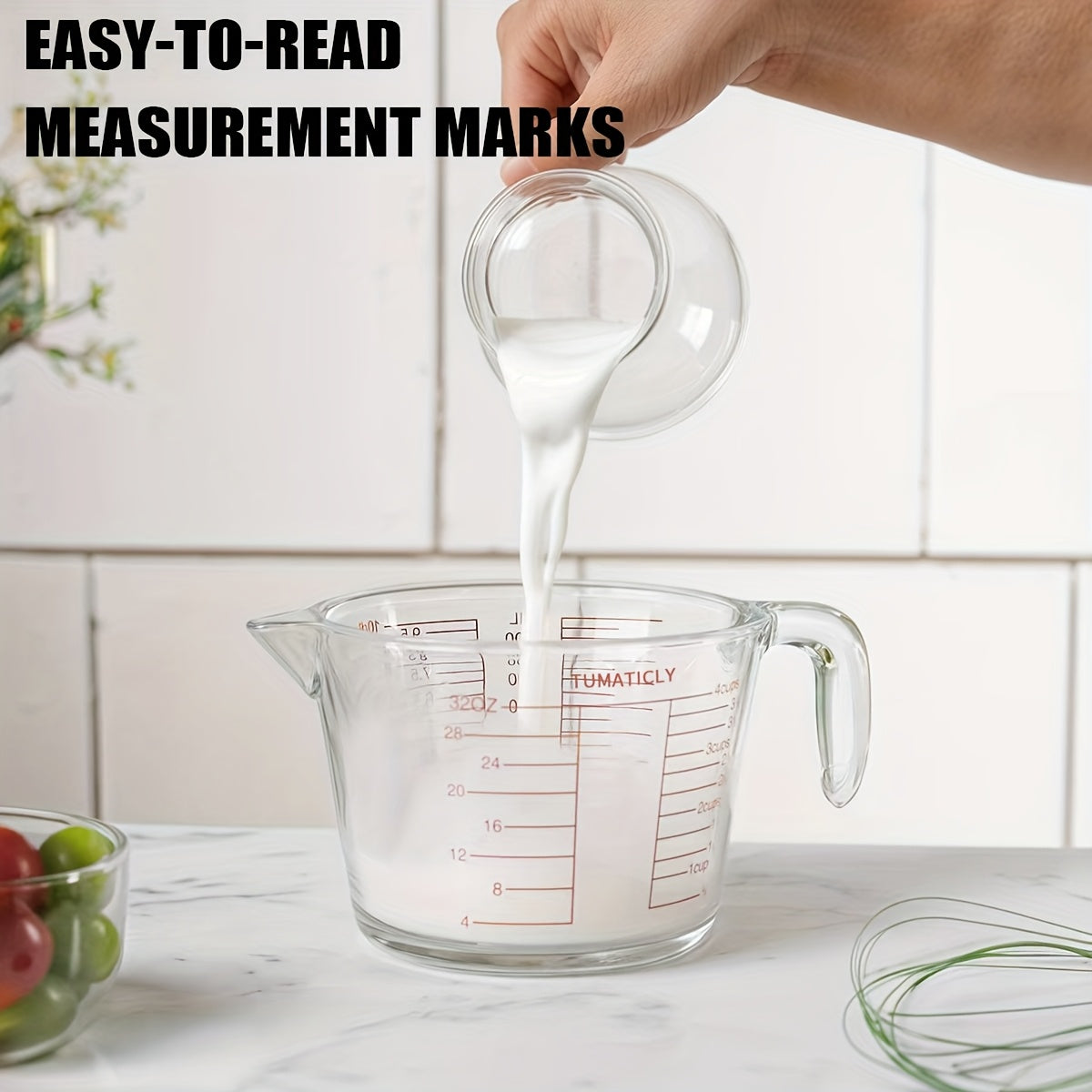 1/3pcs Glass Measuring Cups, 11.83oz 16.91oz 33.81oz Transparent, Ergonomic Handle Design, Tempered Glass, Dishwasher, Freezer, Microwave And Preheat Oven Safe