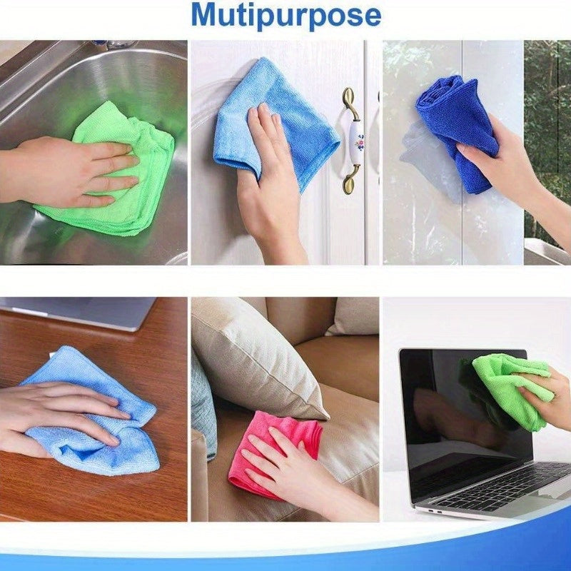 20pcs, Random Color Microfiber Cleaning Cloth, Dishwashing Cloth, Multifunctional Cleaning Towel, Household Rag, Kitchen Bathroom Cleaning Towel, Durable Absorbent Towel, Easily Remove Stains And Grease, Cleaning Supplies, Cleaning Gadgets