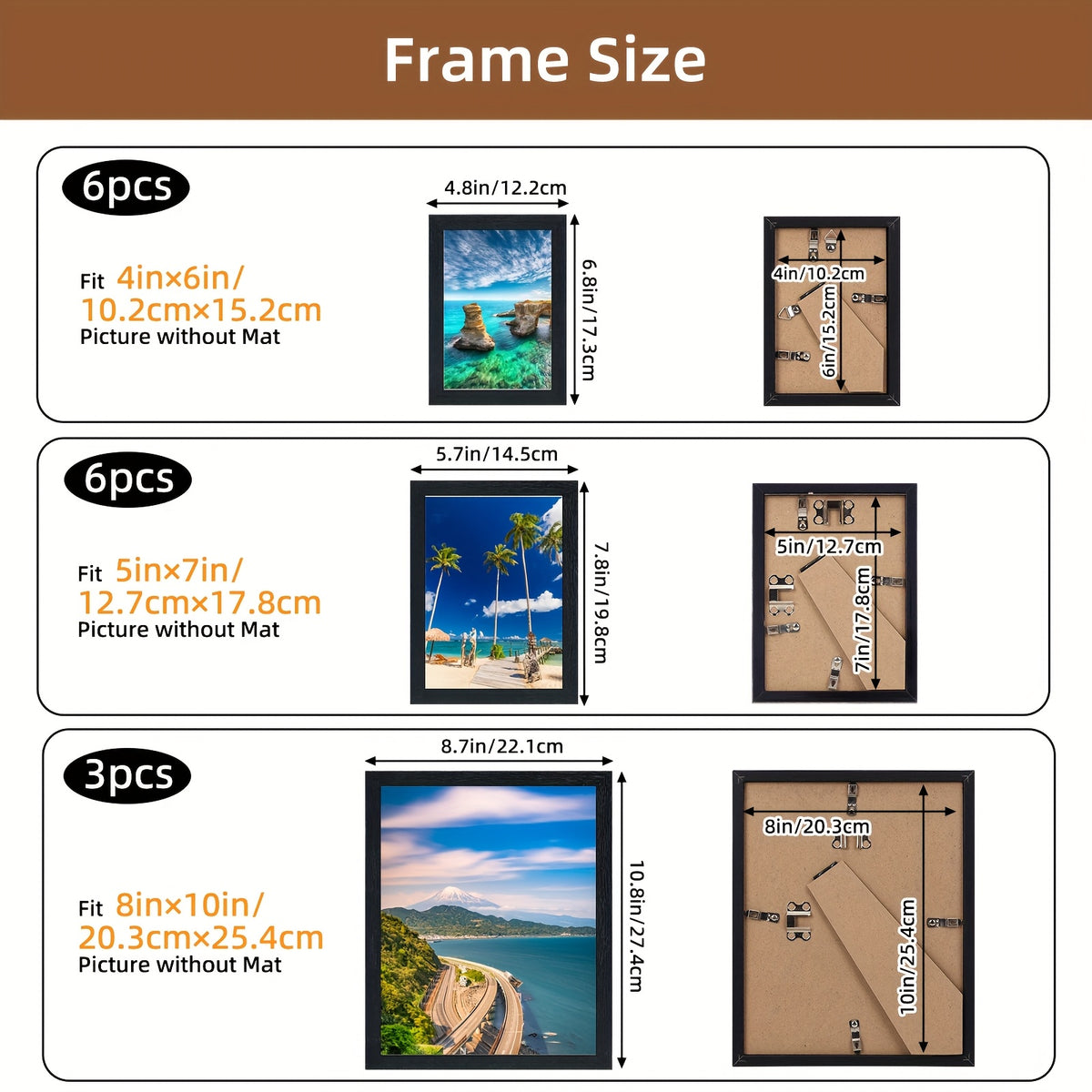 15pcs Picture Frames Collage Wall Decor, Photo Frame, Photo Board, Picture Frames for Mounting Or Tabletop Display, Photo Gallery Frame Set for Family, Multi Sizes Including 8x10, 5x7, 4x6, Suitable for School, Halloween And Christmas
