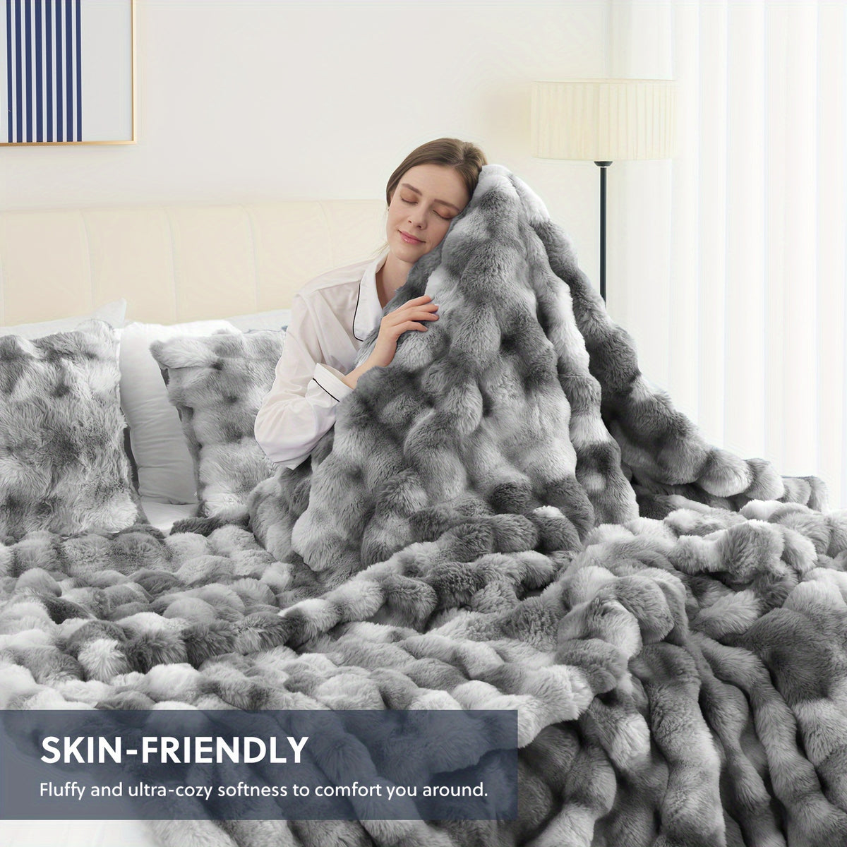 1pc Orhopui Faux Rabbit Fleece Blanket, Soft Warm Throw Blanket, For Bedroom Guest Room Living Room Student Dormitory Car Sofa Travel, Multifunctional Blanket, For All Season, Random Colors Are Available As An Option.