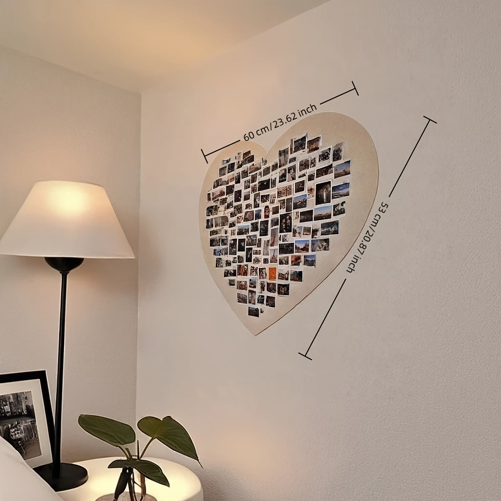 [Heart-Shaped Felt Memory Board/Photo Frame ] 25 * 19.5inches I Photo Wall with Message Zone | Instagrammable Home Decor & Sentimental Gift for Love//Travel Memories [ Please Note If The Size Is Applicable ]