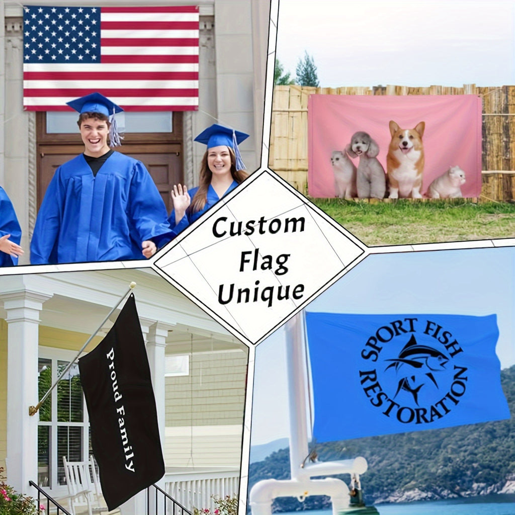 Custom Polyester Banner, Personalized Logo Text and Image Tapestry in Nine Sizes for Birthday Parties, Anniversary Displays, Memorial Events and Wall Decor