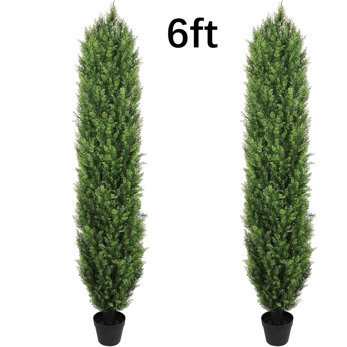 2 Pack Modern Cedar Topiary Trees | UV-Resistant & Low Maintenance Faux Greenery For Outdoor & Indoor | Decor For Patio, Garden, Office