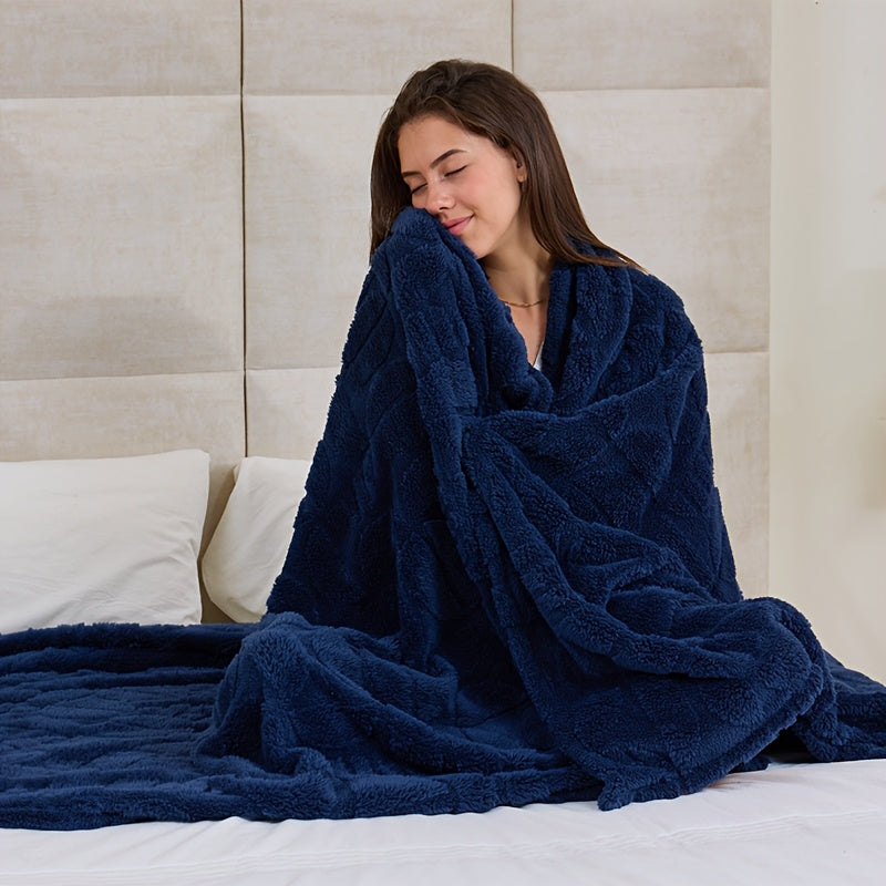 3D Geometric Patterns Blanket, Soft Cozy Fluffy Warm Hand Made Throw Blankets for Couch, Sofa, Chair, Bed, Camping, Picnic, Travel Lightweight Bed Blanket.