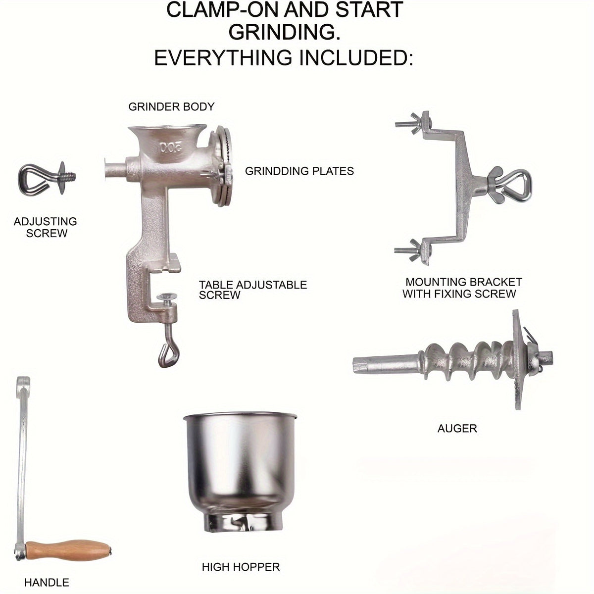 High Hopper Grain Mill Cast Iron Grain Grinder Manual Coffee Grinder Heavy Duty Food Mill With Shild And Clamp For Nuts Flour Corn And Wheat